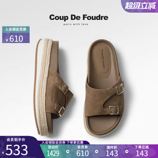 2025夏季 时尚 CDF女鞋 新款 复古厚底沙滩拖鞋 皮带扣露趾休闲女凉鞋
