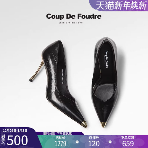 CDF女鞋2025春季新款时尚气质时装鞋百搭真皮浅口高跟尖头通勤鞋