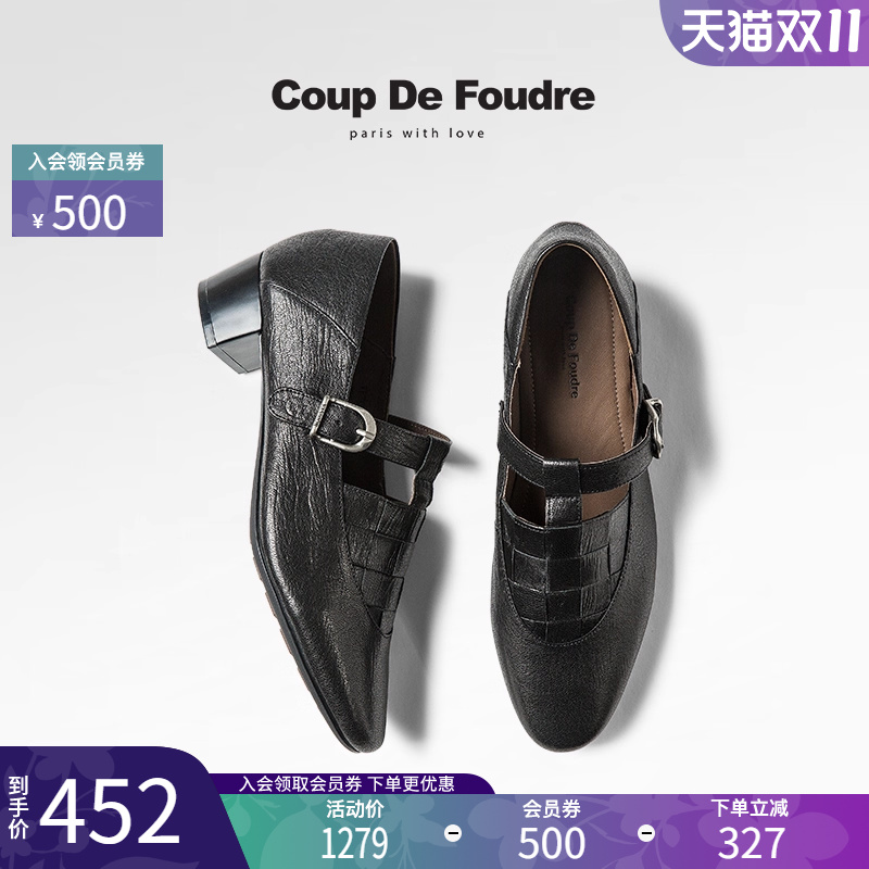 新款法式复古黑色百搭粗跟女鞋