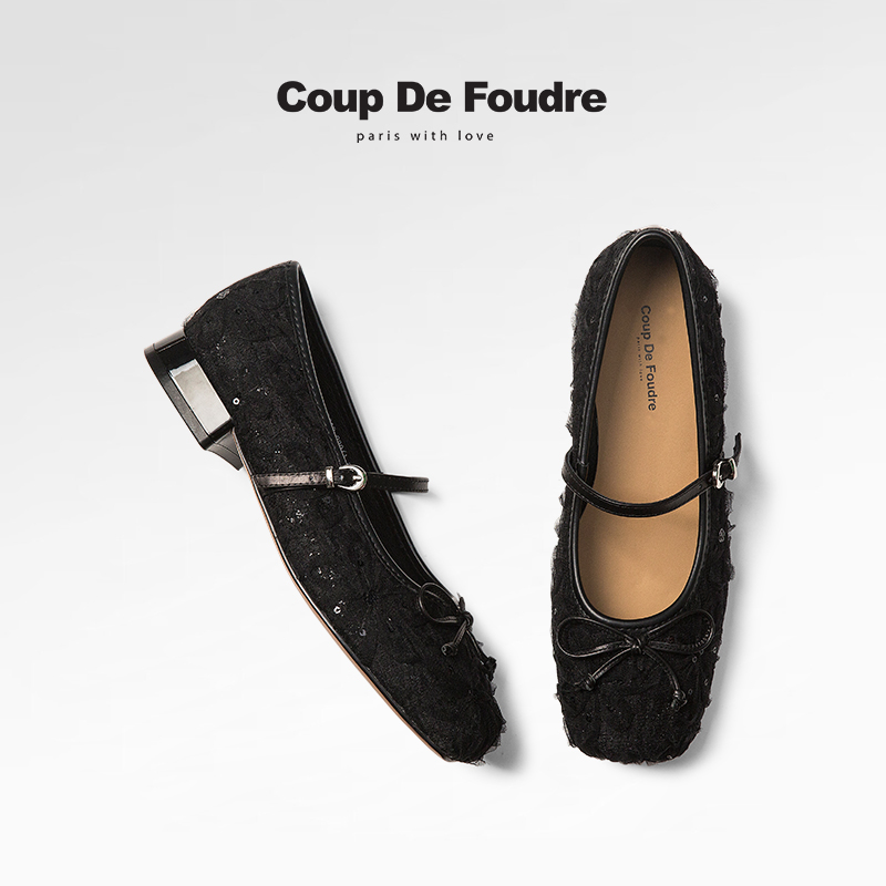 CDF女鞋2025春季新款时尚优雅芭蕾玛丽珍鞋蝴蝶结浅口方头通勤鞋