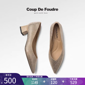 2025春季 浅口尖头方跟通勤鞋 新款 CDF女鞋 气质优雅满钻时装 鞋 单鞋