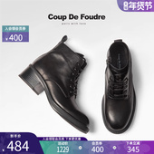 时尚 CDF女鞋 2025秋冬新款 英伦风马丁靴简约风圆头粗跟短筒女靴潮