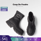 时尚 CDF女鞋 2025秋冬新款 弹力靴百搭简约粗跟厚底休闲袜靴瘦瘦靴