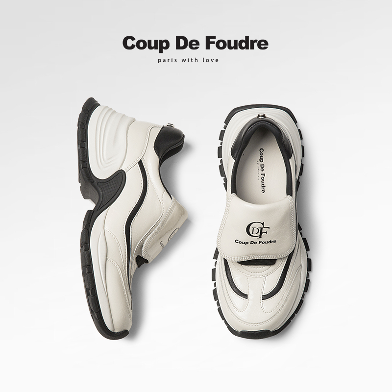 CDF女鞋2025春季新款潮流时尚翻盖休闲鞋百搭厚底简约运动休闲鞋