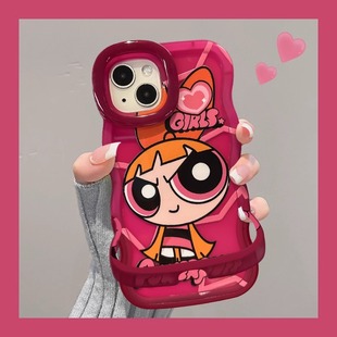 飞天小女警适用苹果16双支架手机壳p50新女款iPhone15promax华为mate60荣耀200pro/vivox100防摔oppoReno12套