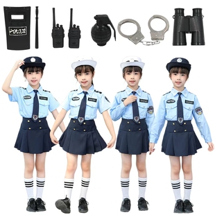 儿童警官衣服男女童小警官演出服小交警角色扮演表演服装交通制服