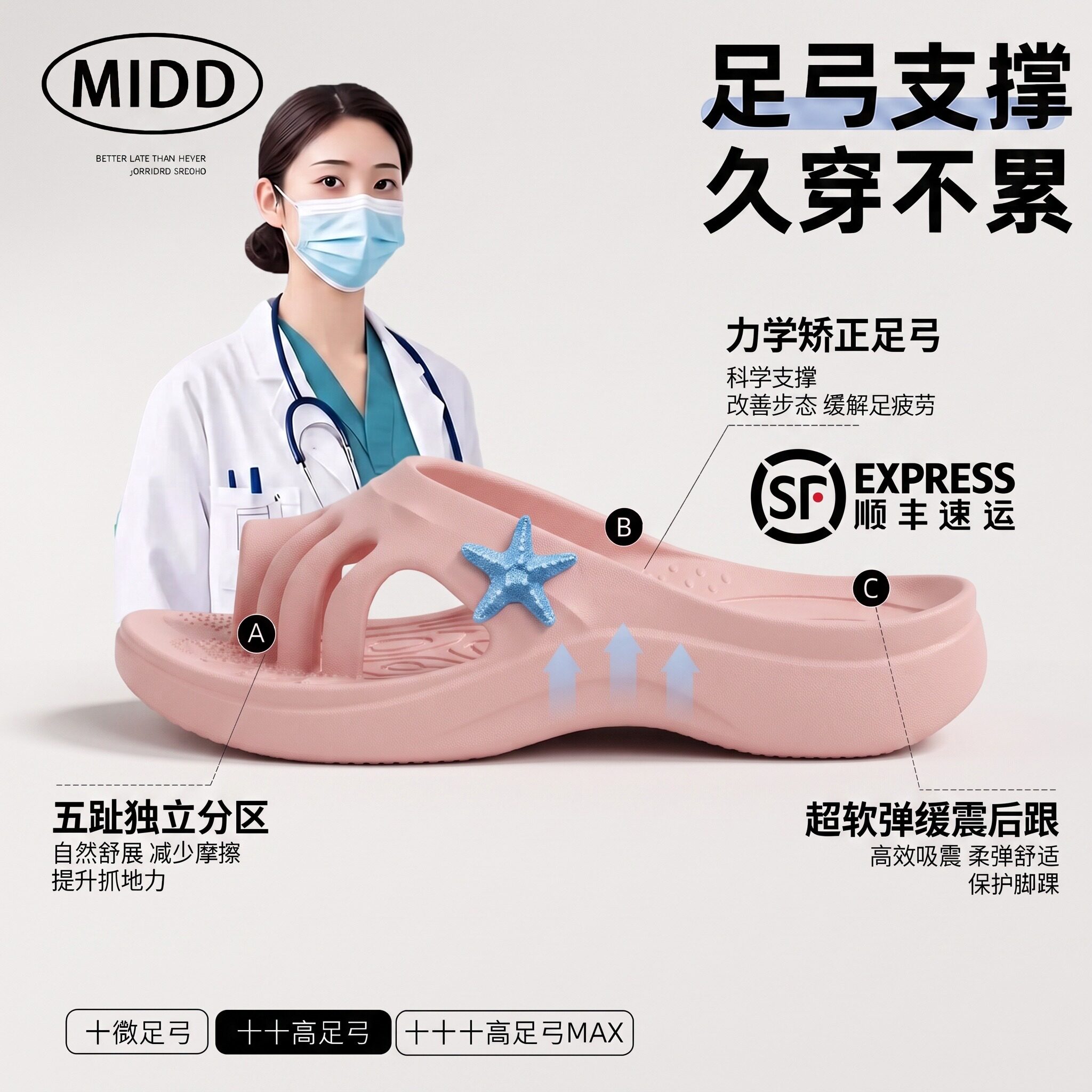 爪爪五指凉拖鞋女款拇指外翻矫正图片