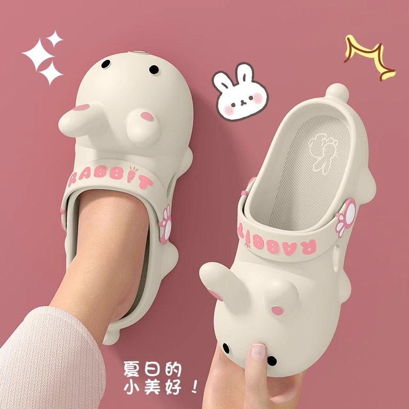 萝莉可爱兔子洞洞鞋女2025新款夏学生外穿防滑少女心包头凉拖鞋