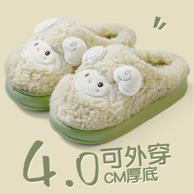 卡通棉拖鞋女士秋冬季2025新款室内家居保暖防滑加绒厚底月子棉拖