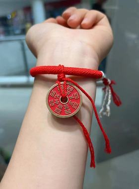 原创设计红色山鬼花钱手绳精工手编棉绳文玩时尚饰品佛珠手串