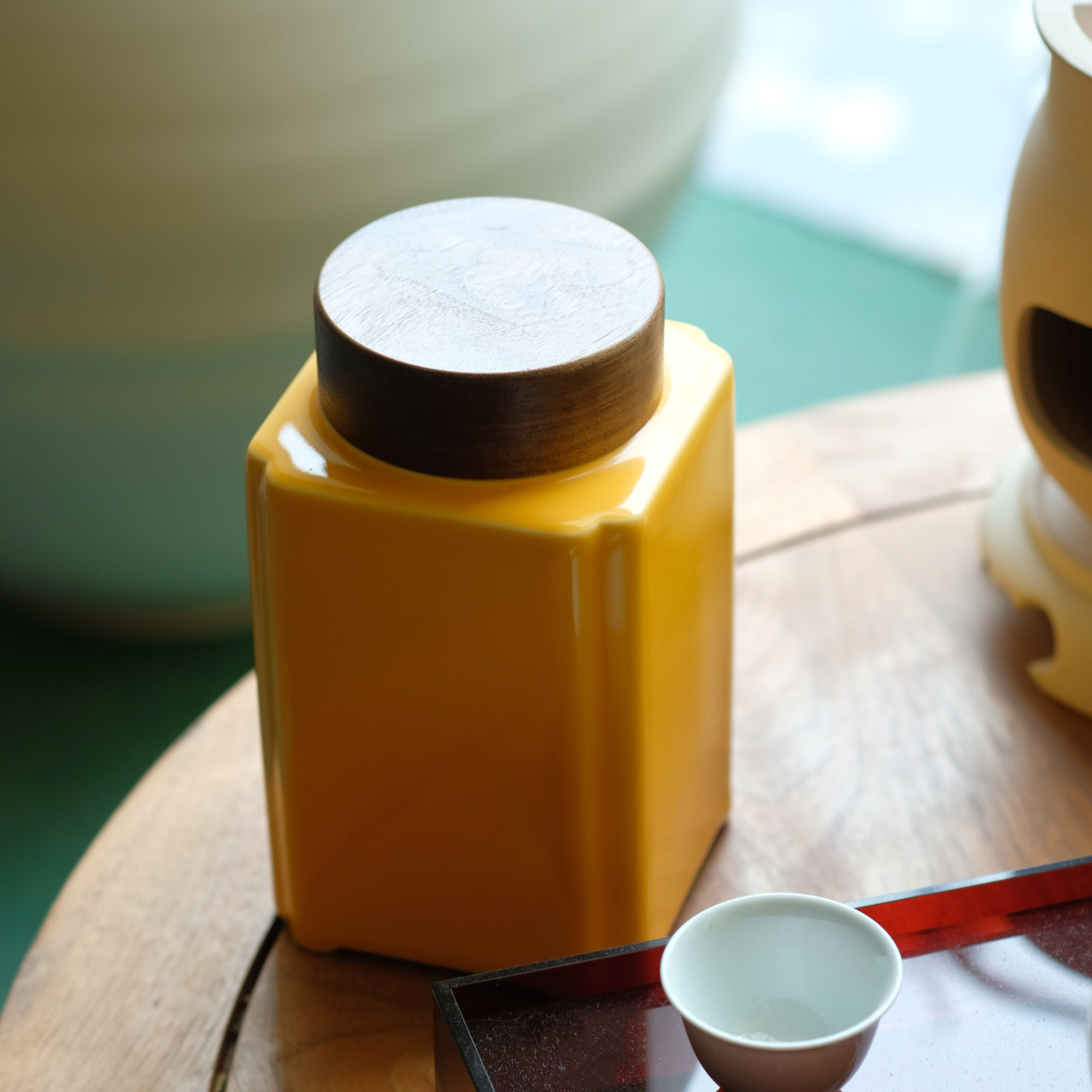 造悟堂纯色茶叶罐桌面陶瓷茶叶储存罐干果咖啡储纳瓶旋钮式密封罐