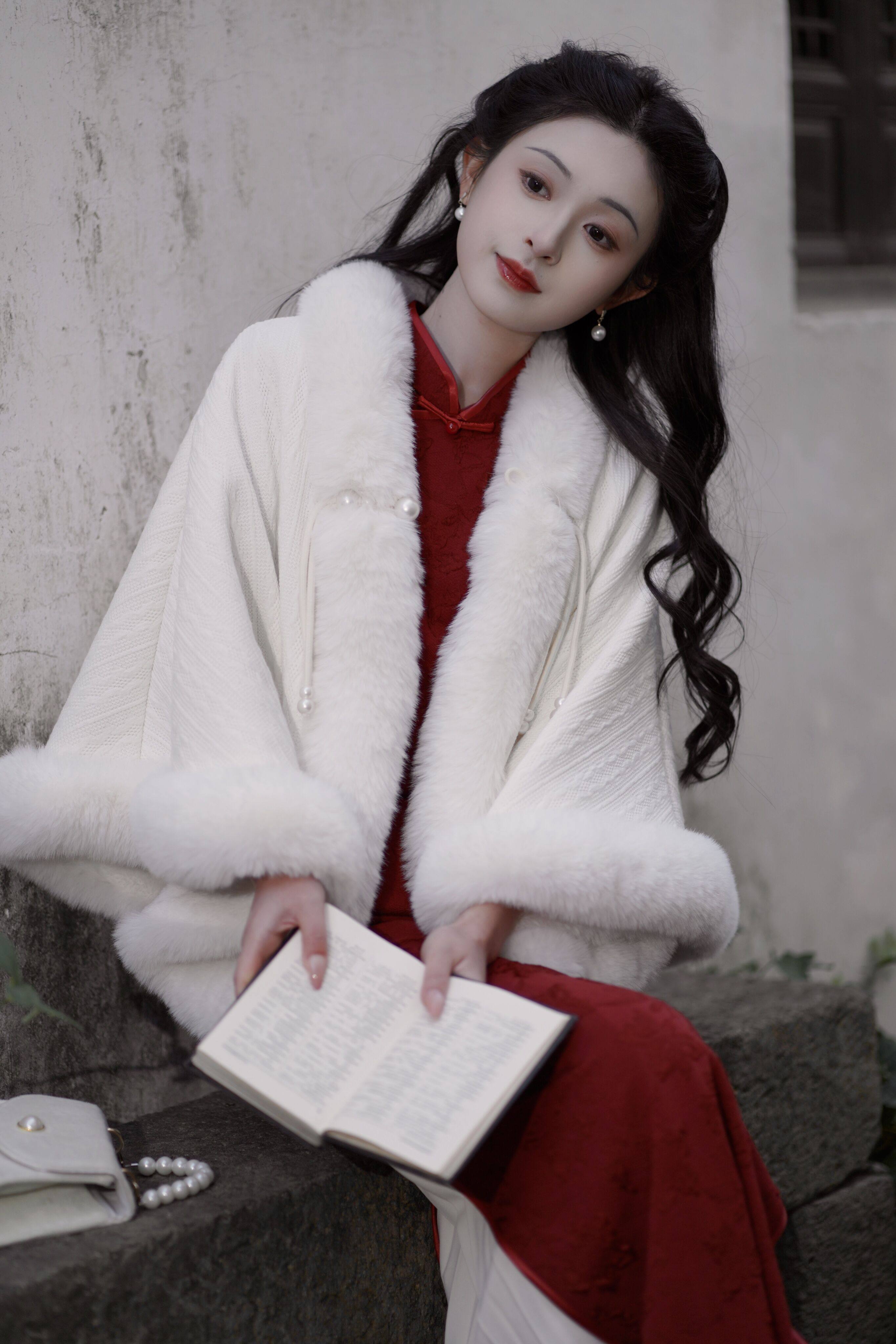 加厚加绒新中式披肩日常