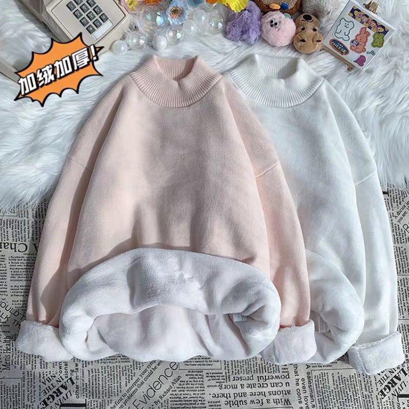 半高领毛衣女加绒加厚日系复古慵懒线衣卫衣新款秋冬设计感针织衫|ruв категории Женская одежда, свитер - от Buy2taobao.com для оказания профессиональной услуги покупки агента Taobao