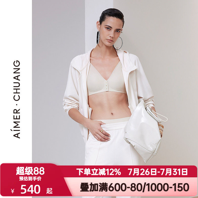 爱慕·CHUANG春秋季原典2女士条绒连帽拉链长袖上衣外套CA452031