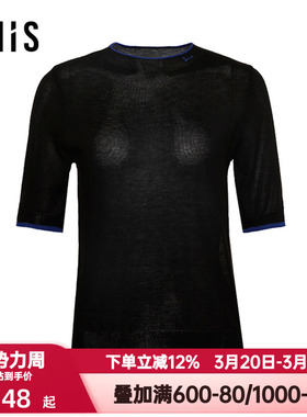 爱美丽IMIS春秋季打底短袖罗纹毛针织小高领五分袖上衣IM72BPF3