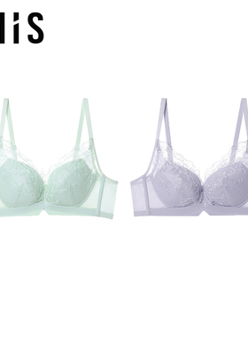 爱美丽春日竹语蕾丝大胸显小内衣女士软钢圈薄大罩杯文胸IM12CDB1