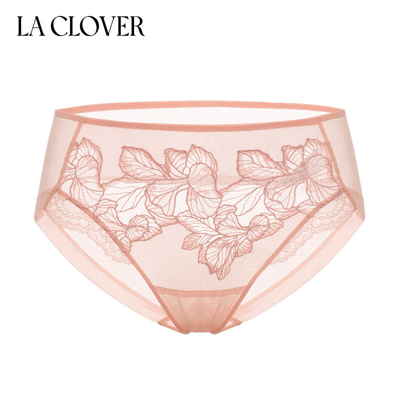 La Clover兰卡文内裤女性感御姐刺绣花片轻羽蕾丝平角裤CC23AA1