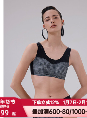 爱慕·CHUANG素纹3内衣女时尚烫钻圆领无钢圈背心式文胸CA172041