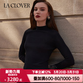 LACLOVER兰卡文秋冬季 上衣LC72YQ1 女士花悦蔓溢小高领蕾丝打底衫