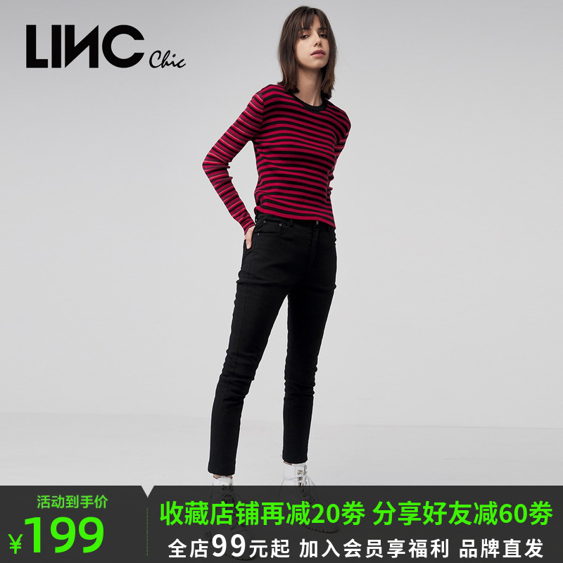 LINC金羽杰清仓特价年冬季新款紧身塑性打底鸭绒裤羽绒裤2047352-封面