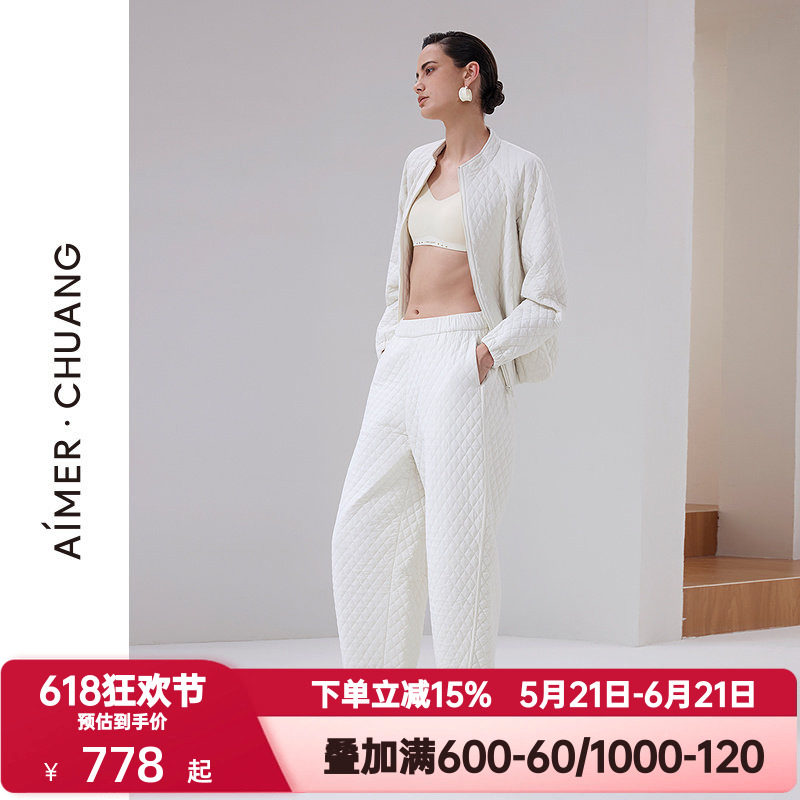 爱慕·CHUANG秋冬季原典2睡裤女士外穿绗缝收口家居长裤CA472032