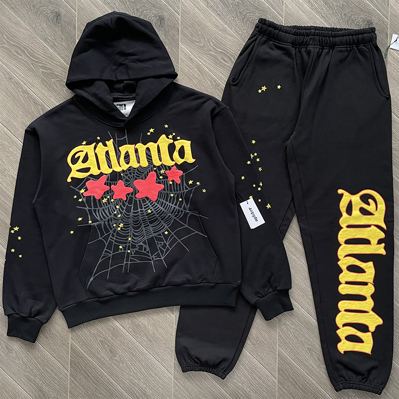 Sp5der worldwide 555555   星星休闲长裤卫衣套装