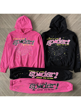 Sp5der 555555 Pink V2 Hoodie pants 明星同款长裤卫衣套装P*NK