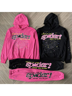 Sp5der 555555 Pink V2 Hoodie pants 明星同款长裤卫衣套装P*NK