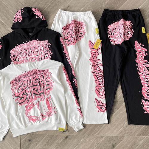 That's A Awful Lot of Cough Syrup个性涂鸦印花长裤卫衣套装