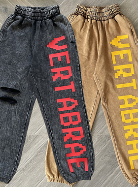 Vertabrae sweatpants 洗水立体印花破洞运动男女休闲长裤