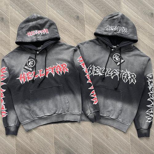Hellstar Studios Glitter printing Hoodie闪片印花洗水连帽卫衣