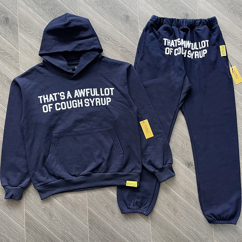 That's A Awful Lot of Cough Syrup 藏青色连帽卫衣长裤套装