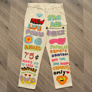 明星同款TUFF CROWD cargo pants 手绘图案运动休闲工装长裤系列3