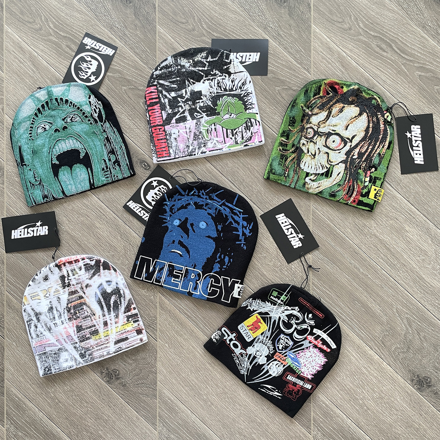 Hellstar Studios Sample Beanie Hat 印花休闲高街毛线冷帽子