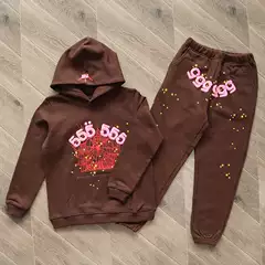 Children's Clothing, Same Style as Celebrities, Sp5Der 555555 Pink, Long Pants and Sweatshirt Set, 13 Styles Available