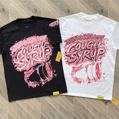 That's A Awful Lot of Cough Syrup个性粉字涂鸦印花休闲短袖T恤