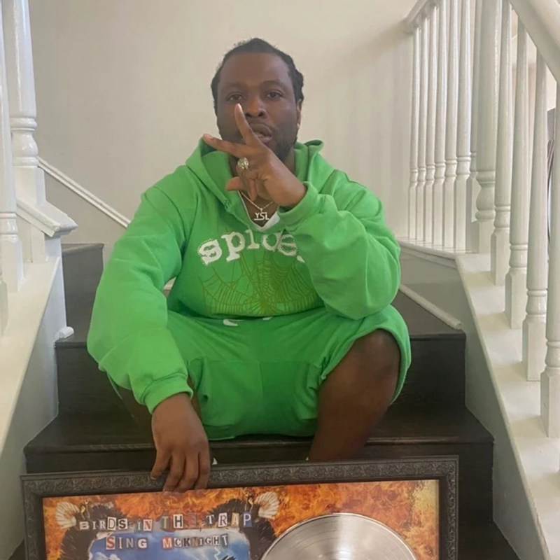 YOUNG THUG 스타와 같은 스타일의 SP5DER 555555 바지 후드티 바지와 스웨트셔츠 세트
