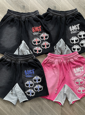 Lost Intricacy Rhinestone Mitt Shorts 烫钻休闲短裤