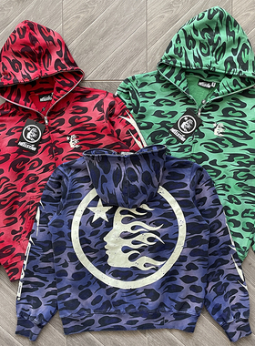 Hellstar Studios 红黑迷彩印花休闲连帽卫衣