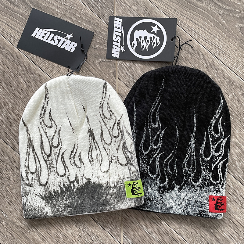 Hellstar Studios logo Sports Flame Beanie 针织休闲毛线冷帽子