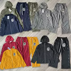 Saint Vanity Embroidered Button-Down Sporty Casual Trench Coat Jacket and Pants Set