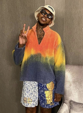 菲董同款 CPFM.XYZ Rave Cowboy Pullover 彩虹编织绒面套头卫衣