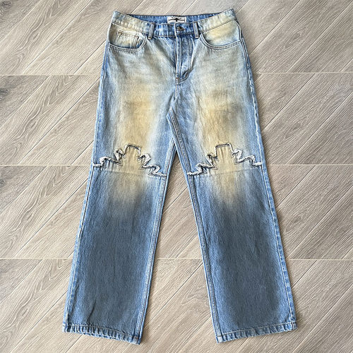 Vertabrae sweatpants 美式高街拼接刺绣洗水休闲牛仔裤