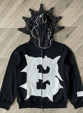 Glo Gang BLUTO CROWN BODY BAG 刺绣卡通烫钻拉链连帽卫衣