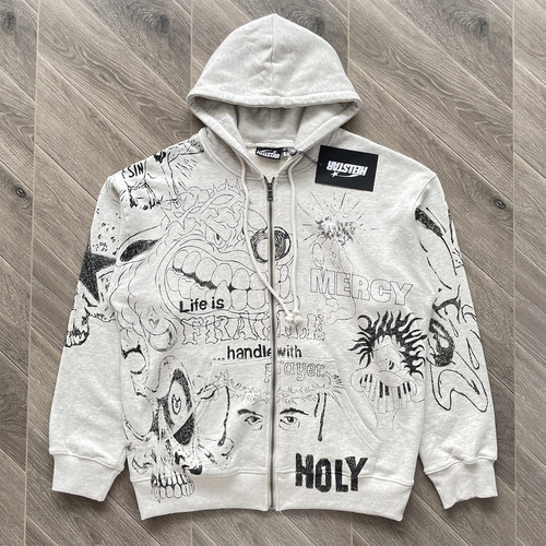 Hellstar Studios Life is Fragile Hoodie 涂鸦印花休闲连帽卫衣