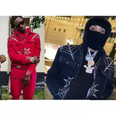 Young Thug Celebrity Style Sp5Der 555555 Denim Jacket Rhinestone Denim Jacket in 3 Colors