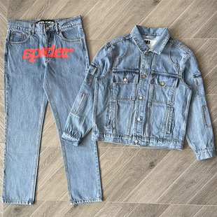 jean denim jacket 印花牛仔长裤 Sp5ider 外套套装 555555