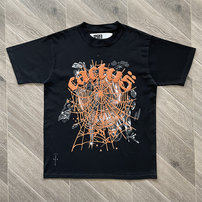 Sp5der worldwide 555555 联名电合作款蜘蛛网短袖T恤