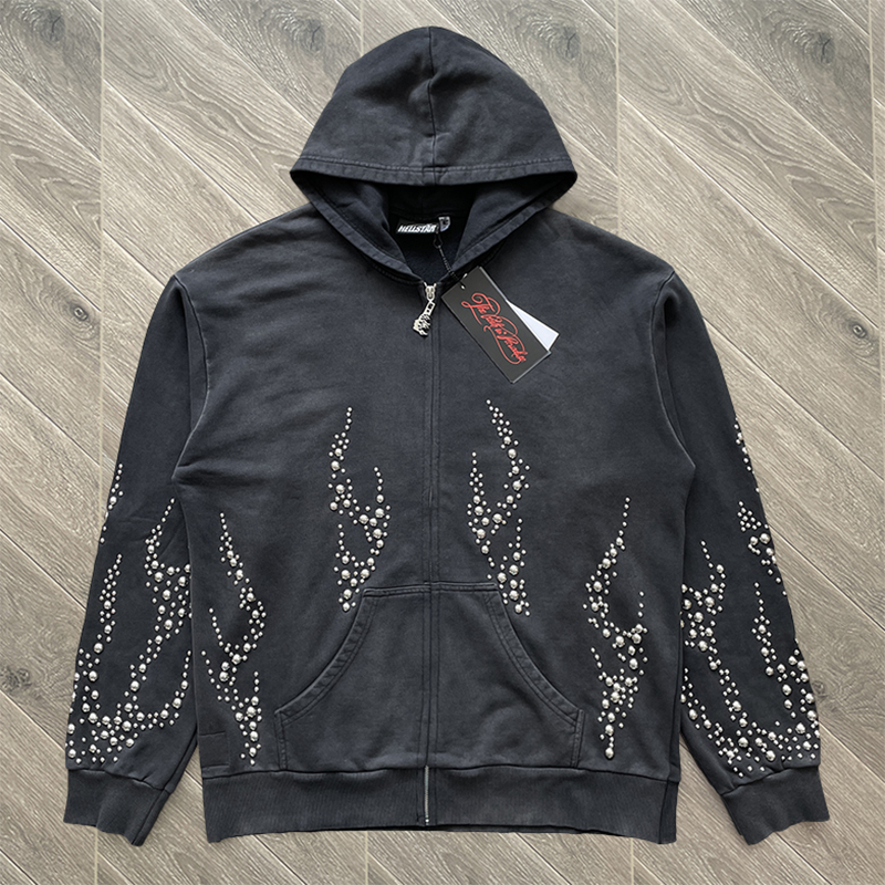 Hellstar Sudios Hoodie 重工洗水钉珠男女休闲连帽卫衣