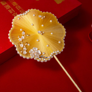 蚕丝扇diy材料包中国非遗团扇新娘结婚手工双面高级婚扇喜扇成品